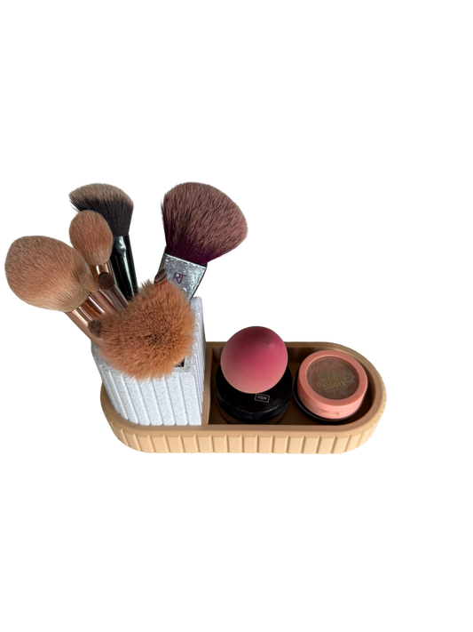 Organizer kosmetyczny 3D „MarbleWood” – marmurkowy styl z drewnianą podstawą