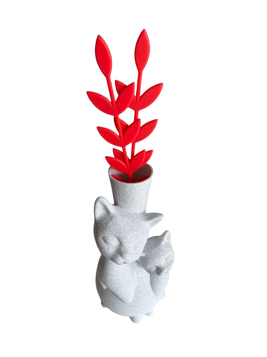 Wazon kotek z kociakiem – dekoracyjny wazon 3D do kwiatów